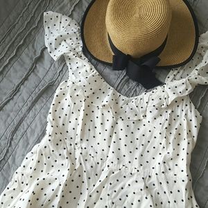 NWOT beautiful white, black-spotted summer dress
